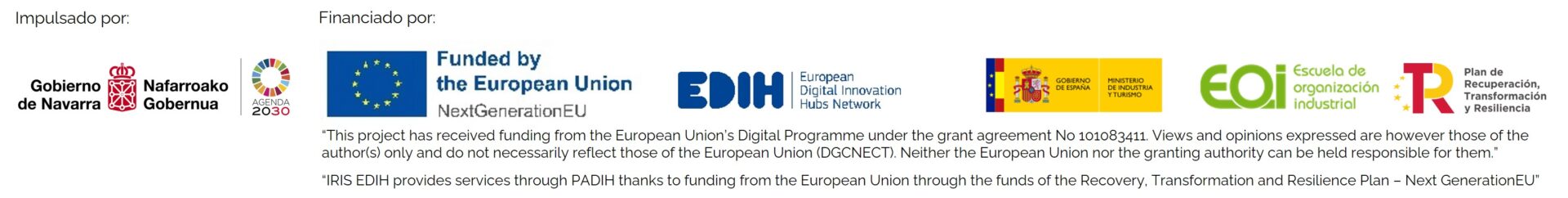 Logos entiades financiadoras del Polo IRIS Navarra