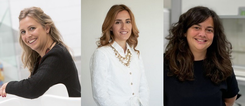 Maite Agüeros (Innoup Farma), Elena Erroba (3P Biopharmaceuticals) y Susana Sánchez (MOA Foodtech), premios Empresaria, Directiva y Emprendedora Navarra 2021